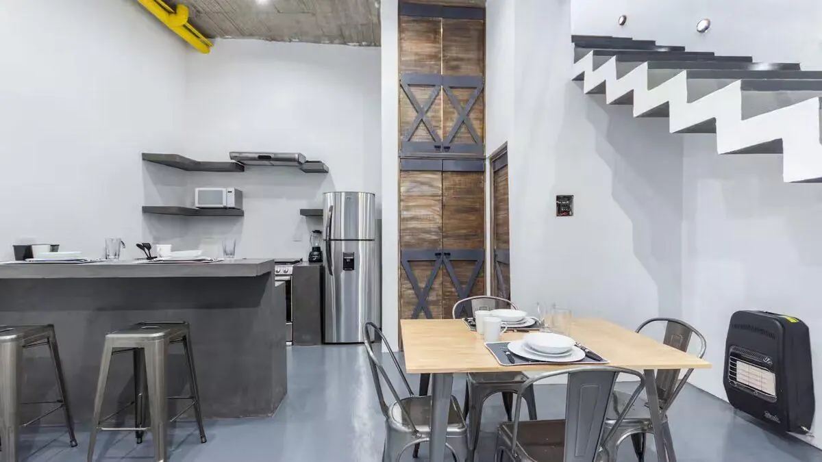 Comedor y cocina The Yellow Loft apartamento vacacional San Miguel